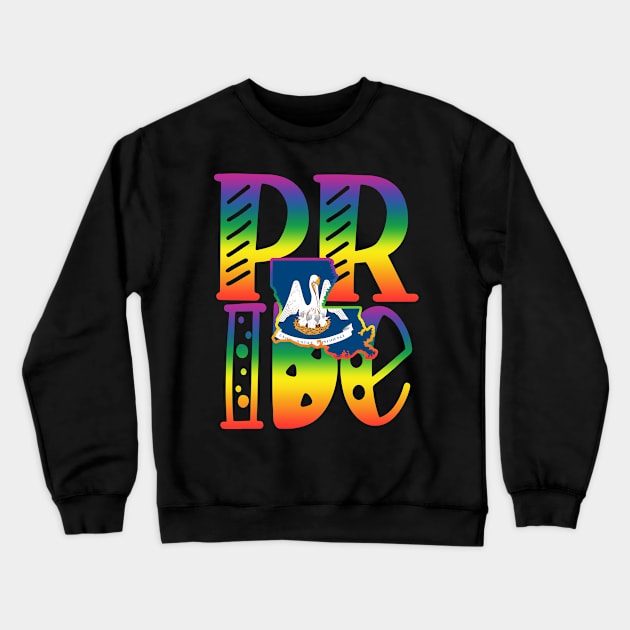 Louisiana Gay Pride in Art Block Letters Crewneck Sweatshirt by tropicalteesshop